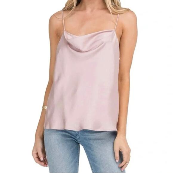 Astr Tops - ASTR Women’s Rose Pink Cowl Neck Crinkle satin tank size medium